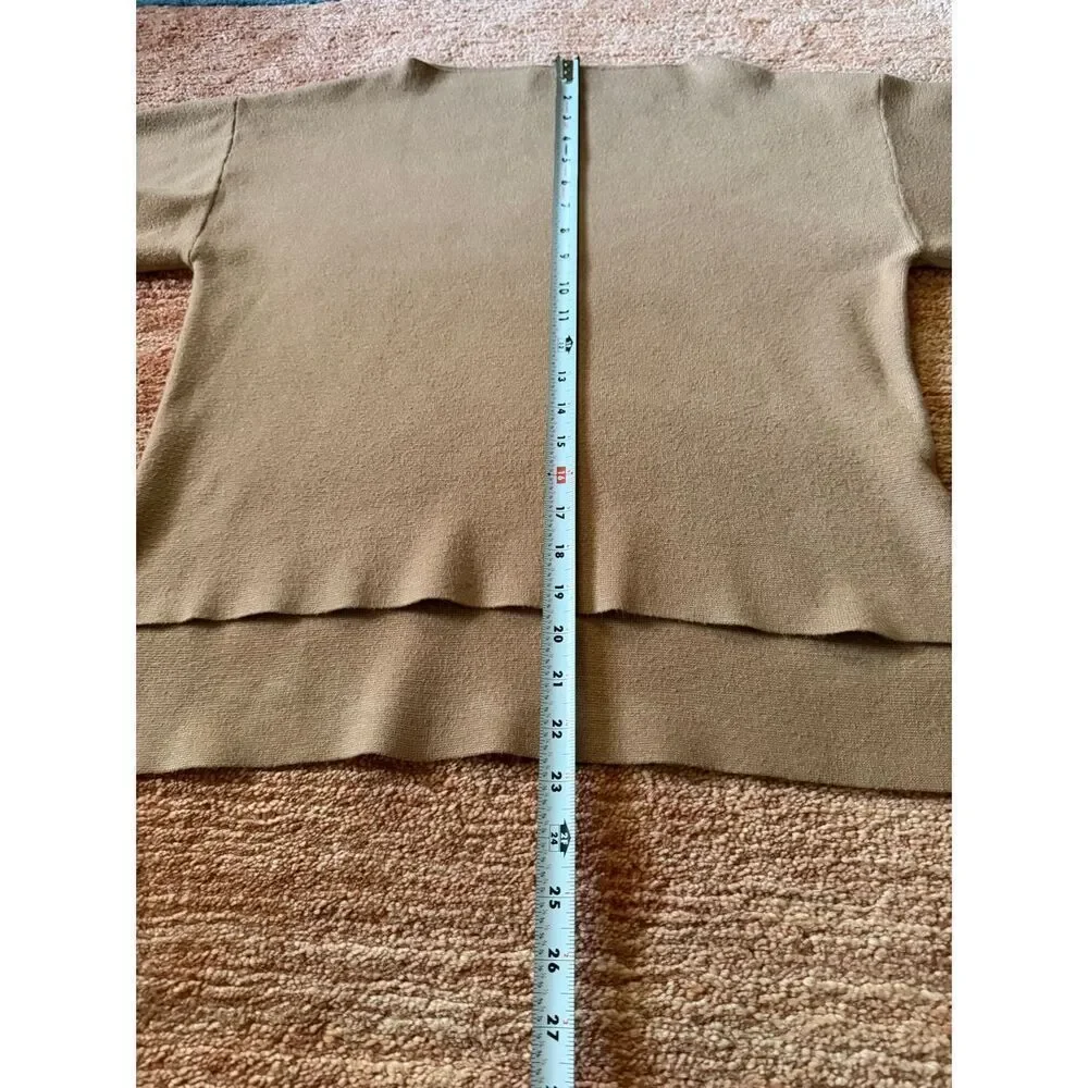 Tahari T Balloon Sleeve Knit Sweater Camel Brown Dolman Pullover XS/S
